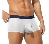 MODSGUE Calzoncillos bóxer para hombre de malla, ropa interior fina para hombre, transparente, erótico, monocolor, cómodo, transparente, secado rápido, transpirables, Blanco, XL