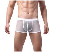 MODSGUE Calzoncillos de malla para hombre, calzoncillos tipo bóxer de malla, ropa interior para hombre, ropa interior transparente, erótica, transparente, sexy, gay, transpirable, tanga, Blanco, M