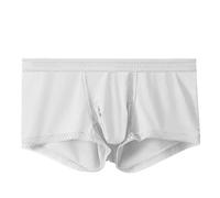 MODSGUE Calzoncillos tipo bóxer para hombre, ropa interior con bolsillos ocultos secretos para viajes, festivales de ravales, color sólido, almacenamiento seguro, prueba de carteristas, Blanco, L