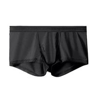 MODSGUE Calzoncillos tipo bóxer para hombre, ropa interior con bolsillos ocultos secretos para viajes, festivales de ravales, color sólido, almacenamiento seguro, prueba de carteristas, Negro , L