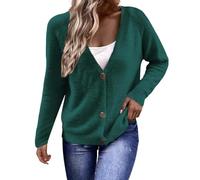 MODSGUE Cárdigan corto para mujer, de un solo color, cárdigan de murciélago para otoño e invierno, chaqueta de invierno cálida, chaqueta de punto suelta, lana fina, informal, suéter de punto con
