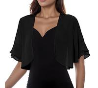 MODSGUE Cárdigan elegante de gasa de manga corta para mujer, informal, bolero, vestido de cóctel, vestido de noche, ligero, transparente, perfecto con todo tipo, Negro , XXL