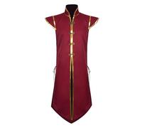 MODSGUE Chaleco de vikingo medieval para hombre, disfraz renacentista, vintage, sin mangas, abrigo largo, túnica, Halloween, fiesta, cosplay, outwear, burdeos, L