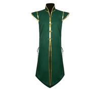 MODSGUE Chaleco de vikingo medieval para hombre, disfraz renacentista, vintage, sin mangas, abrigo largo, túnica, Halloween, fiesta, cosplay, outwear, verde, L