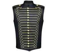 MODSGUE Chaleco militar para hombre, chaleco uniforme negro gótico industrial steampunk ropa cuello alto manga larga chaqueta casual chaqueta gótica vintage disfraz uniforme medieval, c, XXL