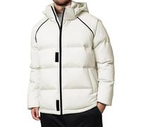 MODSGUE Chaqueta acolchada de plumón para hombre, abrigo de invierno con cremallera, gran tamaño, cálido, invierno, ropa de abrigo clásica, para exteriores, sueltos, informales, Blanco, S