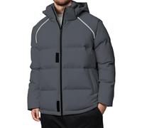 MODSGUE Chaqueta acolchada de plumón para hombre, abrigo de invierno con cremallera, gran tamaño, cálido, invierno, ropa de abrigo clásica, para exteriores, sueltos, informales, gris, XL