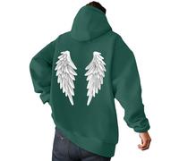 MODSGUE Chaqueta de invierno para hombre con múltiples estampados de alas de ángel, colores anchos y modernos, ropa de calle suave y cálida, monocolor, cómoda y básica, verde oscuro, 3XL