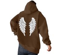 MODSGUE Chaqueta de invierno para hombre con múltiples estampados de alas de ángel, colores anchos y modernos, ropa de calle suave y cálida, monocolor, cómoda y básica, café, 3XL