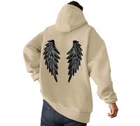 MODSGUE Chaqueta de invierno para hombre con múltiples estampados de alas de ángel, colores anchos y modernos, ropa de calle suave y cálida, monocolor, cómoda y básica, caqui, S