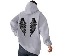 MODSGUE Chaqueta de invierno para hombre con múltiples estampados de alas de ángel, colores anchos y modernos, ropa de calle suave y cálida, monocolor, cómoda y básica, gris claro, S