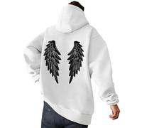 MODSGUE Chaqueta de invierno para hombre con múltiples estampados de alas de ángel, colores anchos y modernos, ropa de calle suave y cálida, monocolor, cómoda y básica, Blanco, XL