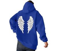 MODSGUE Chaqueta de invierno para hombre con múltiples estampados de alas de ángel, colores anchos y modernos, ropa de calle suave y cálida, monocolor, cómoda y básica, azul, XXL