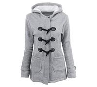 MODSGUE Chaqueta de invierno para mujer, chaqueta cálida, tallas grandes, chaqueta de forro polar, monocolor, cómoda, sudadera básica con botones gruesos, chaqueta con capucha, chaqueta softshell