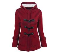 MODSGUE Chaqueta de invierno para mujer, chaqueta cálida, tallas grandes, chaqueta de forro polar, monocolor, cómoda, sudadera básica con botones gruesos, chaqueta con capucha, chaqueta softshell