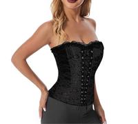 MODSGUE Corsé para mujer con cordones, hombros descubiertos, con barras, corsé sobre el pecho, bustier, vintage, estampado floral, vendaje de encaje, moldeador de cuerpo, lencería, parte superior