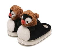 MODSGUE Cute Penguin Animal Slippers Novelty Cozy Fuzzy Slipper Soft Plush Winter Warm House Shoes Schläppchen gefüttert Winterslipper Slip-On Fflauschige Schuhe Hausschlappen, Negro , 39