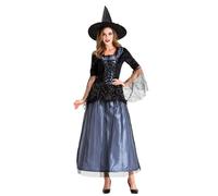 MODSGUE Disfraz de bruja para mujer, disfraz de bruja, disfraz de carnaval, cosplay, Halloween, fiesta, carnaval, monocolor, cómodo, vestido de invierno para adultos