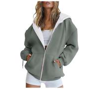 MODSGUE Hoodie Damen Sweatjacke Damen Oversize Sweatshirt Jacke mit Kapuze Baumwollzipper Hoodie Hoodie Langarm Kapuzenobertei Sport Style Casual Hoodie mit Reißverschluss, verde, S