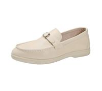 MODSGUE Mocasines ortopédicos para mujer, zapatos de vela, zapatos náuticos, de piel sintética, para el tiempo libre, zapatos ortopedicos, básicos, cómodos, para caminar, beige, 42 EU