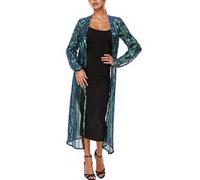 MODSGUE Mujer Sequin Cardigan Summer Cover Up Dress Glitter Sparkle Open Front Coat Dresses Monocolor Basic Duster for Evening Prom, verde, 3XL