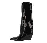 MODSGUE Mujer Sobre la Rodilla Tacones Altos Botas Altas Botas Altas Invierno Largas Color Sólido Botas Con Cremallera Muslo Alto Cómodo Zapatos Tacón Stiletto Botas Largas, Negro , 41 EU
