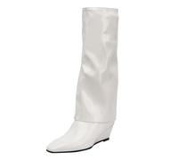 MODSGUE Mujer Sobre la Rodilla Tacones Altos Botas Altas Botas Altas Invierno Largas Color Sólido Botas Con Cremallera Muslo Alto Cómodo Zapatos Tacón Stiletto Botas Largas, Blanco, 41 EU