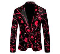 MODSGUE Sakko Chaqueta de vestir para hombre, corte ajustado, jacquard, multicolor, informal, brillante, monocolor, cómoda, básica, para traje de boda, Negro , XL