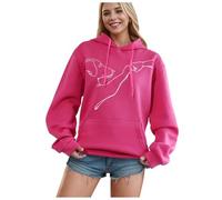 MODSGUE Sudadera con capucha para mujer, diseño de perro, estampado, informal, larga, invierno, cálido, invierno, deporte, camisas, monocolor, ropa de calle, sudadera con capucha, Rosa intenso., 3XL