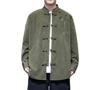 MODSGUE Tang Suit Chino Kung Fu Chaqueta Ropa para Hombres Tradicional Manga Larga Abrigo Tops Ropa China Abrigo Hanfu Tai Chi Uniformes Artes Marciales Uniformes, verde, XXL