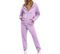 MODSGUE Traje de pantalón para mujer, sudadera con capucha y bolsillos para mujer, estampado y a juego, juego de ropa deportiva con cremallera, traje de fiesta con capucha, conjuntos de otoño e