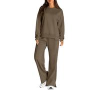 MODSGUE Traje Deportivo Mujer Invierno Casual 2 Piezas Jogger Yoga Color Sólido Sudadera Talla Grande Suéter Pantalones con Capucha Mono Mujer Elegante Conjunto, marrón, XL