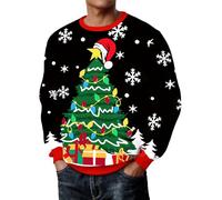 MODSGUE Ugly Christmas Sweater Hombre Mujer Feo Navidad Jersey Jersey Navidad Parejas Divertido con Luz Suéter Navidad Conjunto Familiar, Negro , M