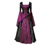 MODSGUE Vestido de baile victoriano para mujer, vestido de encaje de manga larga, baile de graduación, reina María Antonieta, un solo cuerpo, cómodo, básico, disfraz rococó, Halloween, mascarada