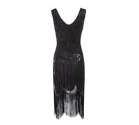 MODSGUE Vestido de mujer de los años 20 con lentejuelas de los años 20, vestido para fiesta temática de Great Gatsby, Halloween, carnaval, vestido de noche, vestido de fiesta con purpurina, Negro