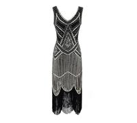 MODSGUE Vestido de mujer de los años 20 con lentejuelas de los años 20, vestido para fiesta temática de Great Gatsby, Halloween, carnaval, vestido de noche, vestido de fiesta con purpurina, dorado, S