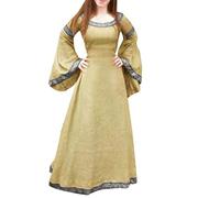 MODSGUE Vestido de vikingo para mujer, vestido medieval con mangas trompeta, largo, vintage, teatro, disfraz de Halloween, monocolor, vestido vikingo, renacentista, cosplay, victoriano, marrón, XL