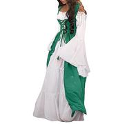 MODSGUE Vestido largo victoriano para mujer, vestido medieval, vintage, vestido de noche, vestido de fiesta, princesas, vestido de baile, para carnaval, fiesta, monocolor, túnica, vestido de cintura