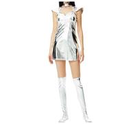 MODSGUE Vestido metálico para mujer Vanessa Kensington, disfraz de cosplay Fembot Austin, cómodo, bustier, gótico, básico, Halloween, fiesta de fantasía