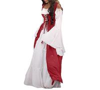 MODSGUE Vestido renacentista para mujer, vestido medieval, disfraz vintage, estilo retro, gótico, renacentista, vestido de fiesta, rojo, XXL