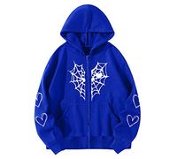 MODSGUE Y2K Sudadera con capucha con cremallera para mujer, chaqueta de gran tamaño, Y2K Fashion Fashion Harajuku Vintage de gran tamaño, mariposas, suéter estético vintage, chaqueta holgada, abrigo