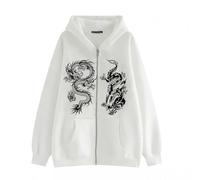 MODSGUE Y2Ks - Sudadera con capucha para hombre de gran tamaño con cremallera, diseño gótico de dragón gráfico emo grunge viejo holgado, chaqueta de forro polar de los años 90, punk, informal, otoño e
