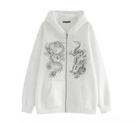 MODSGUE Y2Ks - Sudadera con capucha para hombre de gran tamaño con cremallera, diseño gótico de dragón gráfico emo grunge viejo holgado, chaqueta de forro polar de los años 90, punk, informal, otoño e