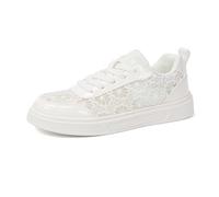 MODSGUE Zapatillas de deporte para mujer, color blanco, ligeras, suaves, blancas, negras, informales, planas, modernas, transpirables, ligeras, deportivas, para caminar, Blanco, 40 EU