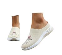 MODSGUE Zapatos ortopédicos para mujer, zapatos de caminar ligeros anchos H malla transpirable casual comodidad básica zapatos cómodos de verano al aire libre, beige, 43