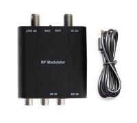 Modulador de señal analógica RF M61A, convertidor AV a RF con salida NTSC CH3/CH4, control PLL VHF para sistemas de TV por cable, entrada HD y adaptador RCA a coaxial, negro