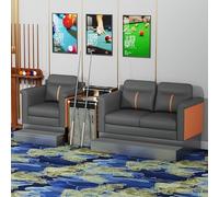 Modular Combination Billiard Spectator Sofa, 3 Seater PU Leather Pool Hall Viewing Chair with Integrated Storage Side Table for Commercial Club(B)