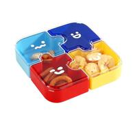 modular de golosinas, bandeja de de 4 compartimentos para aperitivos, tapa extraíble con diseño apilable y material libre de BPA para frutos secos, caramelos, chocolate, frutas en