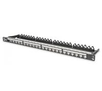 Modular Patch Panel, shielded, 24-port label field, 0.5U, rack mount, black RAL 9005