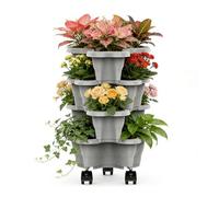 Modular Stackable Plant Pots - Vertical Planter for Herbs Flowers Succulents | Interlocking Containers with Drainage Holes, Garden Space Saving Solution for Indoor and Outdoor Use 9.84x3.94in